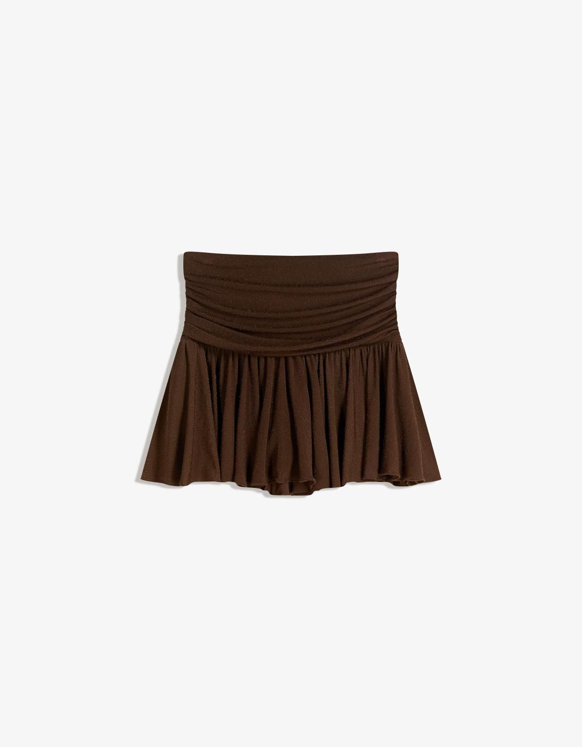 버쉬카 메탈릭 얀 브라운 플레어 미니 스커트 6190/710 BROWN - 상세 이미지 5