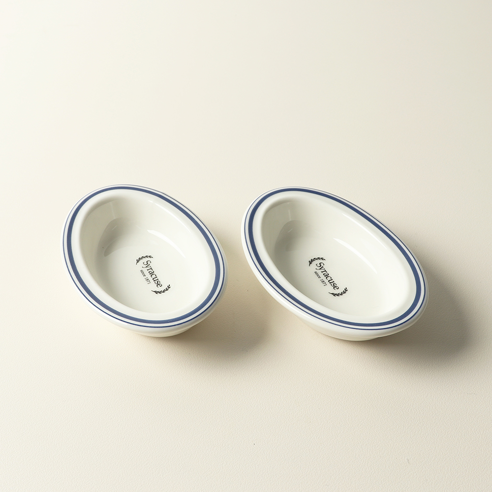 집들이선물 시라쿠스 메이플 타원 소스볼 종지 2개, 10cm, 라인블루 - 상품 이미지