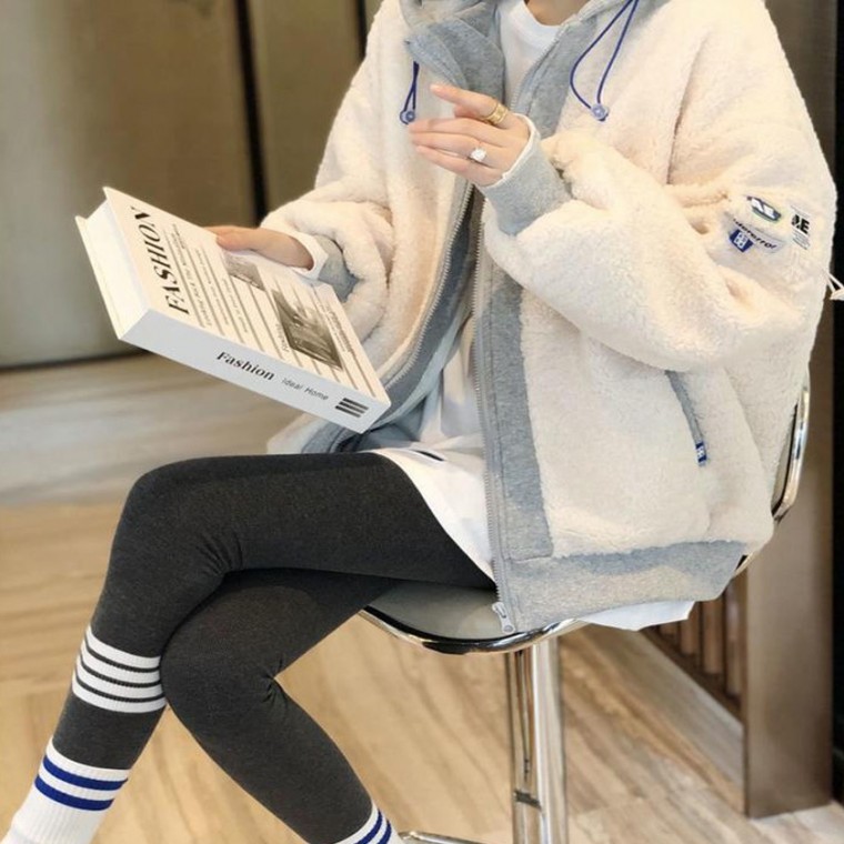 레이어드 뽀글이 후드 점퍼 - 메인 이미지