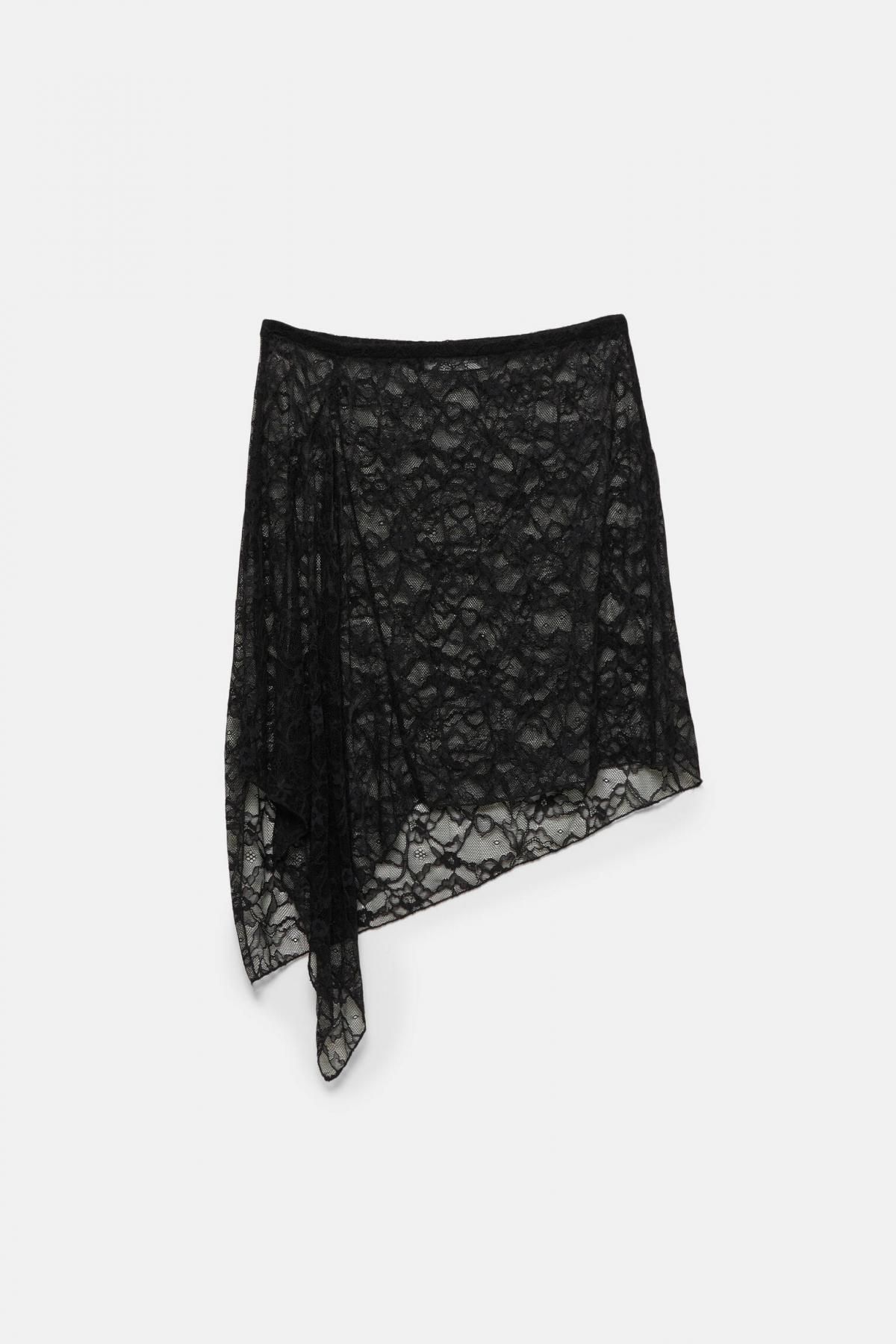 풀앤베어 비대칭 레이스 미니 스커트 7400/337 BLACK - 상품 이미지