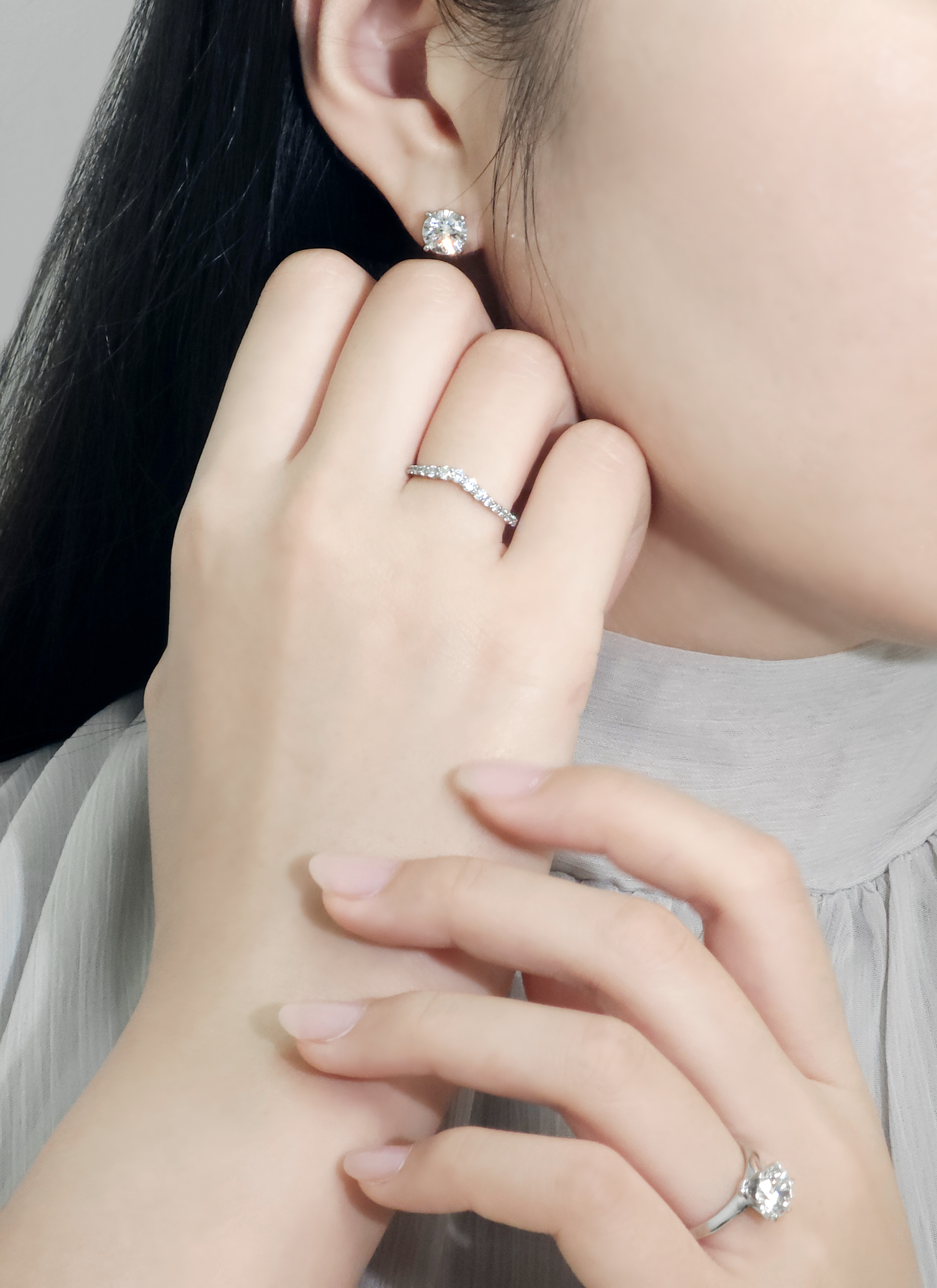 브이 가드링 그라데이션 랩다이아 레이어드 반지 V 랩다이아몬드 14k 18k 이미지 7