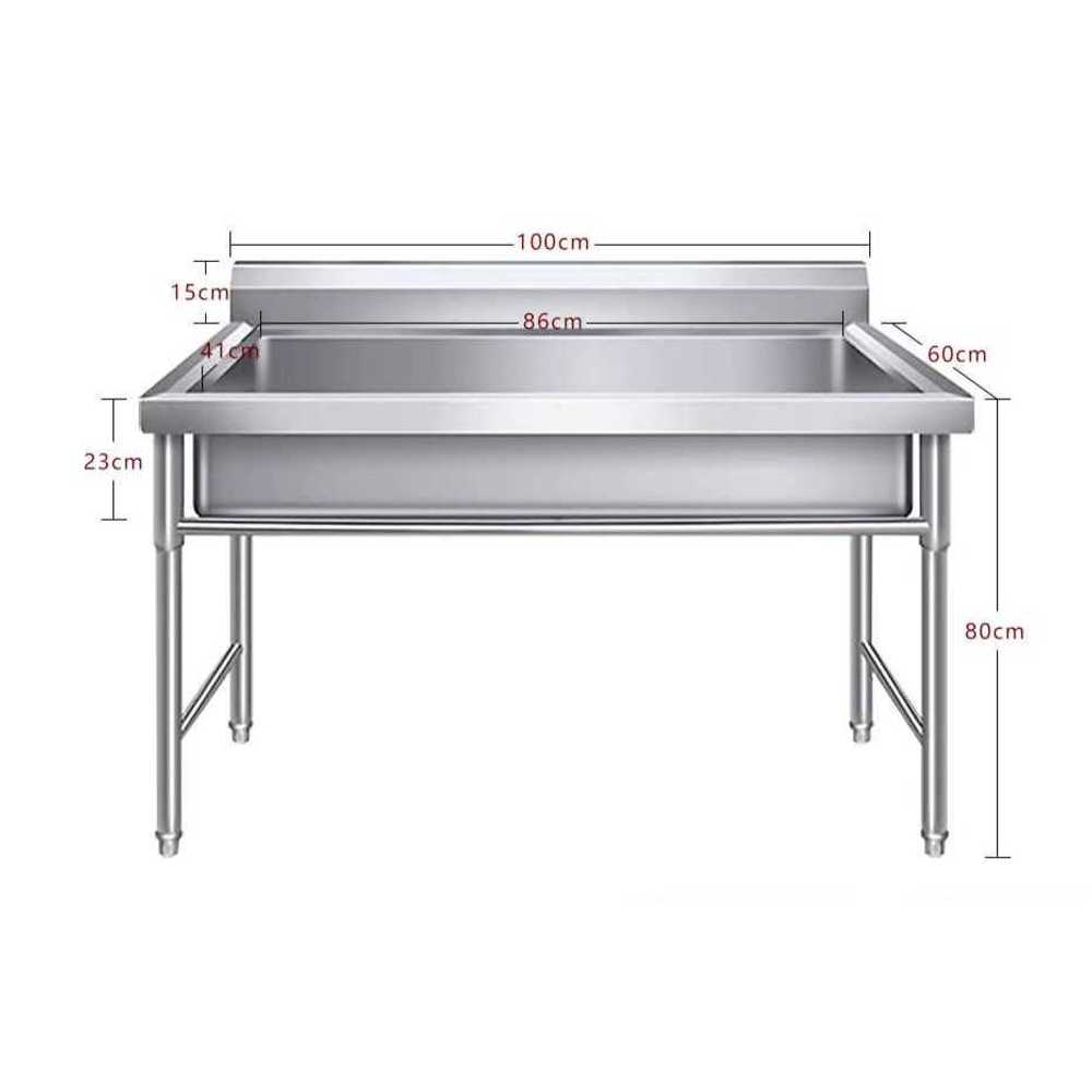 업소 주방 대형 개수대 싱크대 식당 조리용 세척 작업 800x600x800mm - 상세 이미지 3