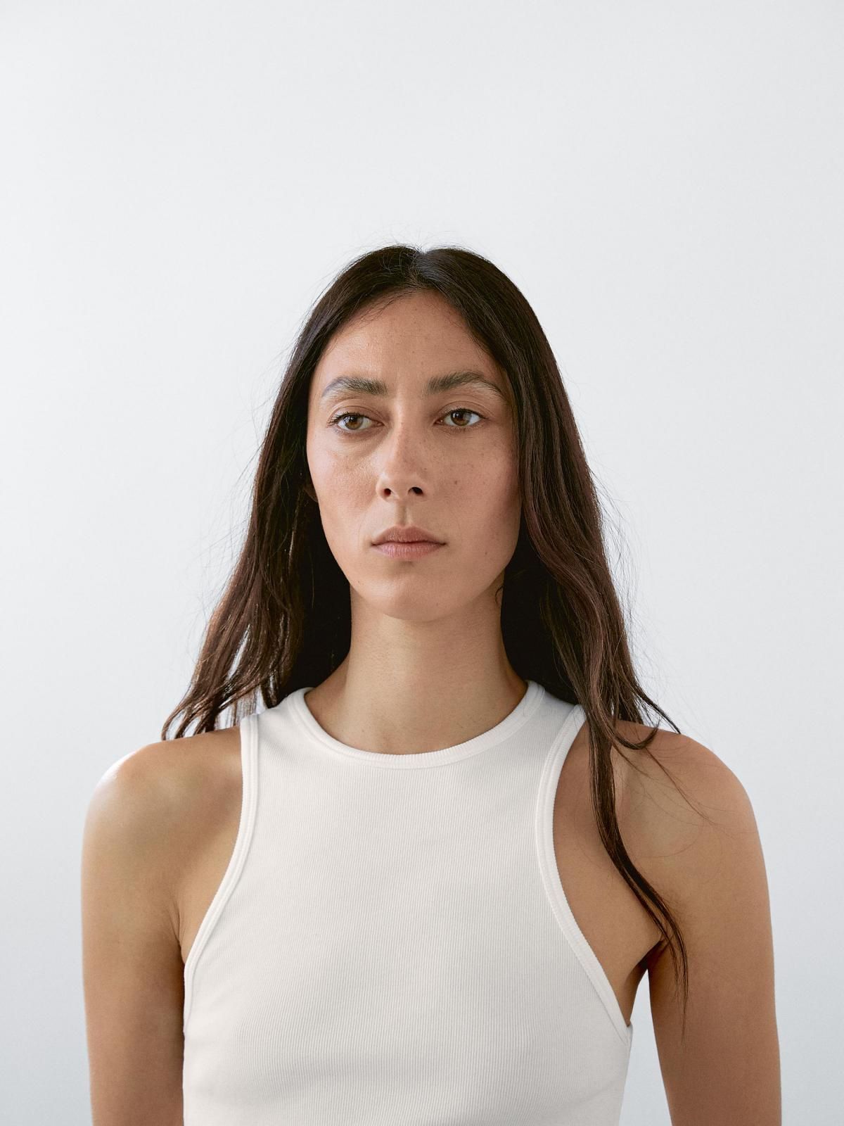 마시모두띠 베이직 골지 홀터넥 민소매 탑 6243/201 OFF WHITE - 상세 이미지 3