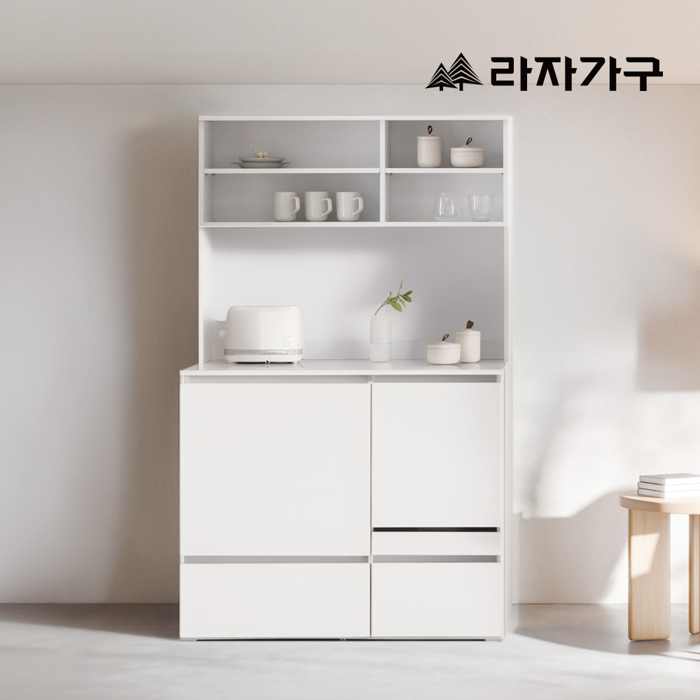 라자가구 모드리안 도어형 광파오븐 렌지대+밥솥장+오픈형상부장 1000 주방수납장 세트