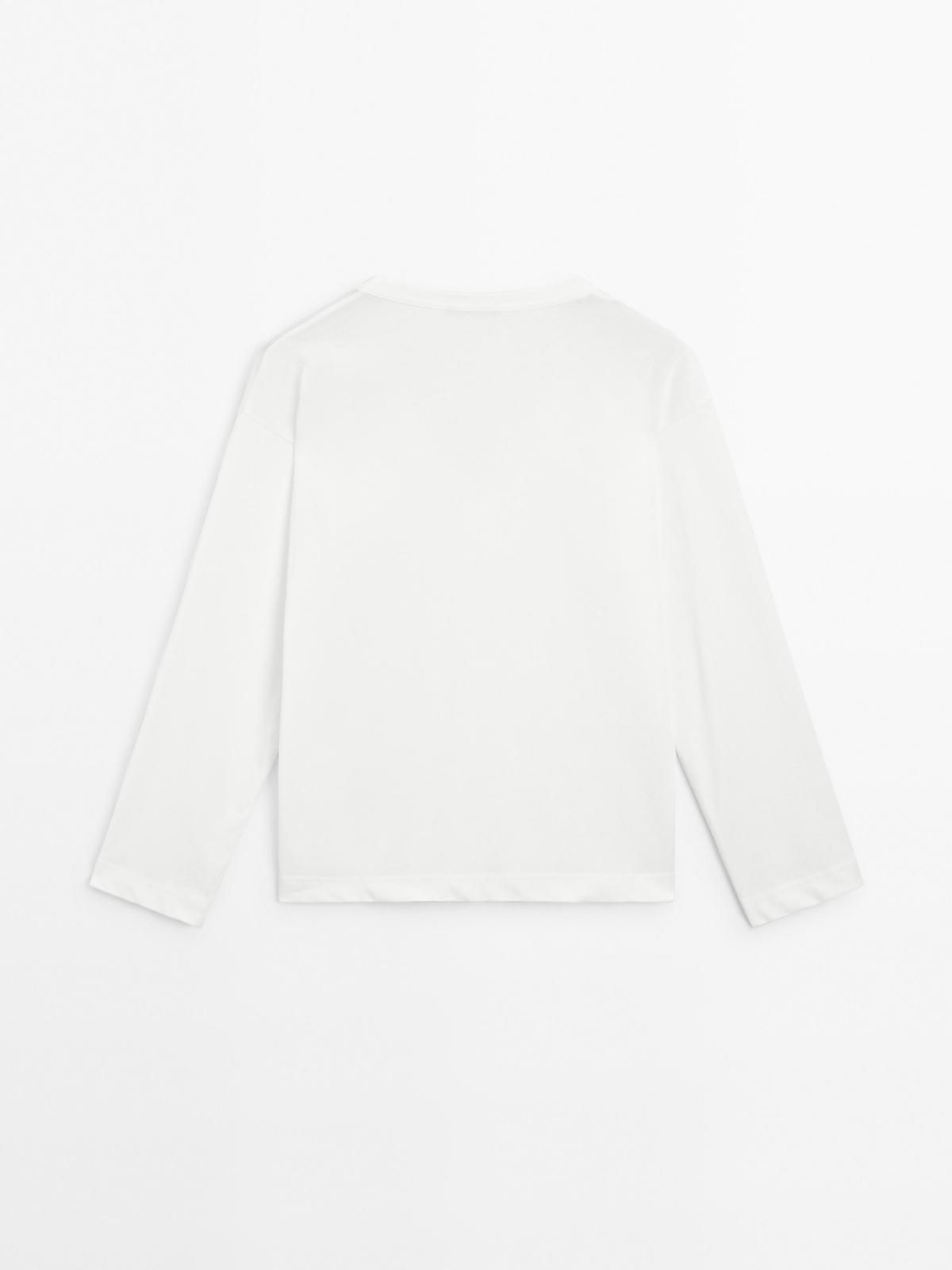 마시모두띠 오버사이즈 브이넥 긴팔 티셔츠 6235/515 OFF WHITE - 상세 이미지 5