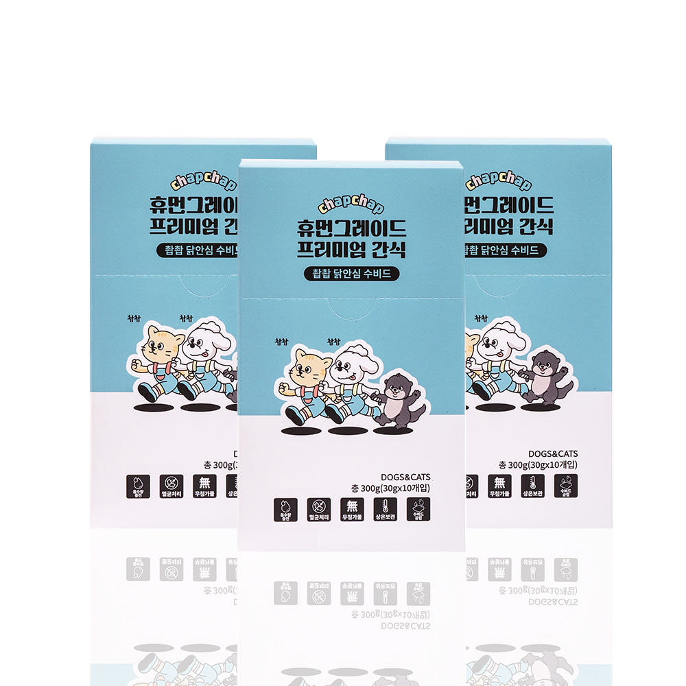 촵촵 강아지 고양이 부드러운 소프트 통살 노령묘 노령견 간식 닭안심 수비드 300gx3개 - 메인 이미지