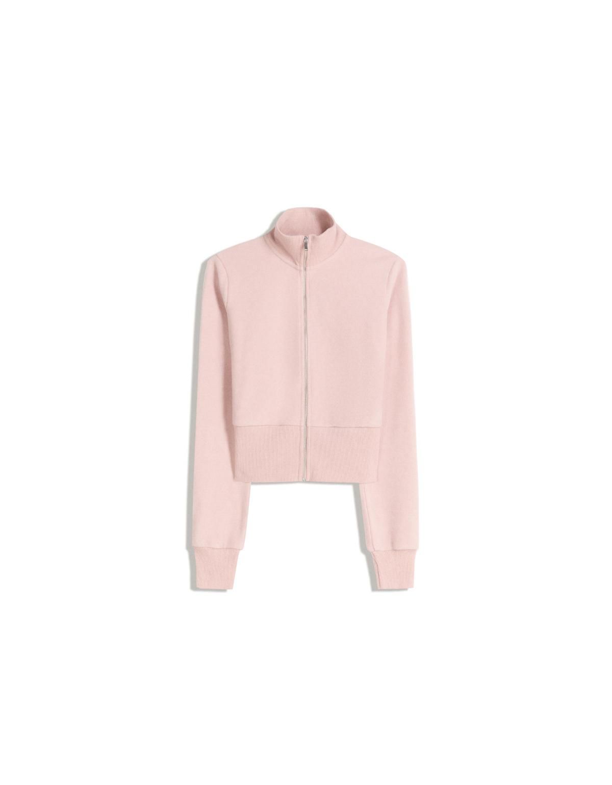 버쉬카 페일핑크 크롭 집업 스웨트셔츠 7006/360 PINK - 상세 이미지 3