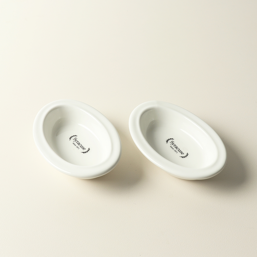 집들이선물 시라쿠스 메이플 타원 소스볼 종지 2개, 10cm, 화이트 - 상품 이미지