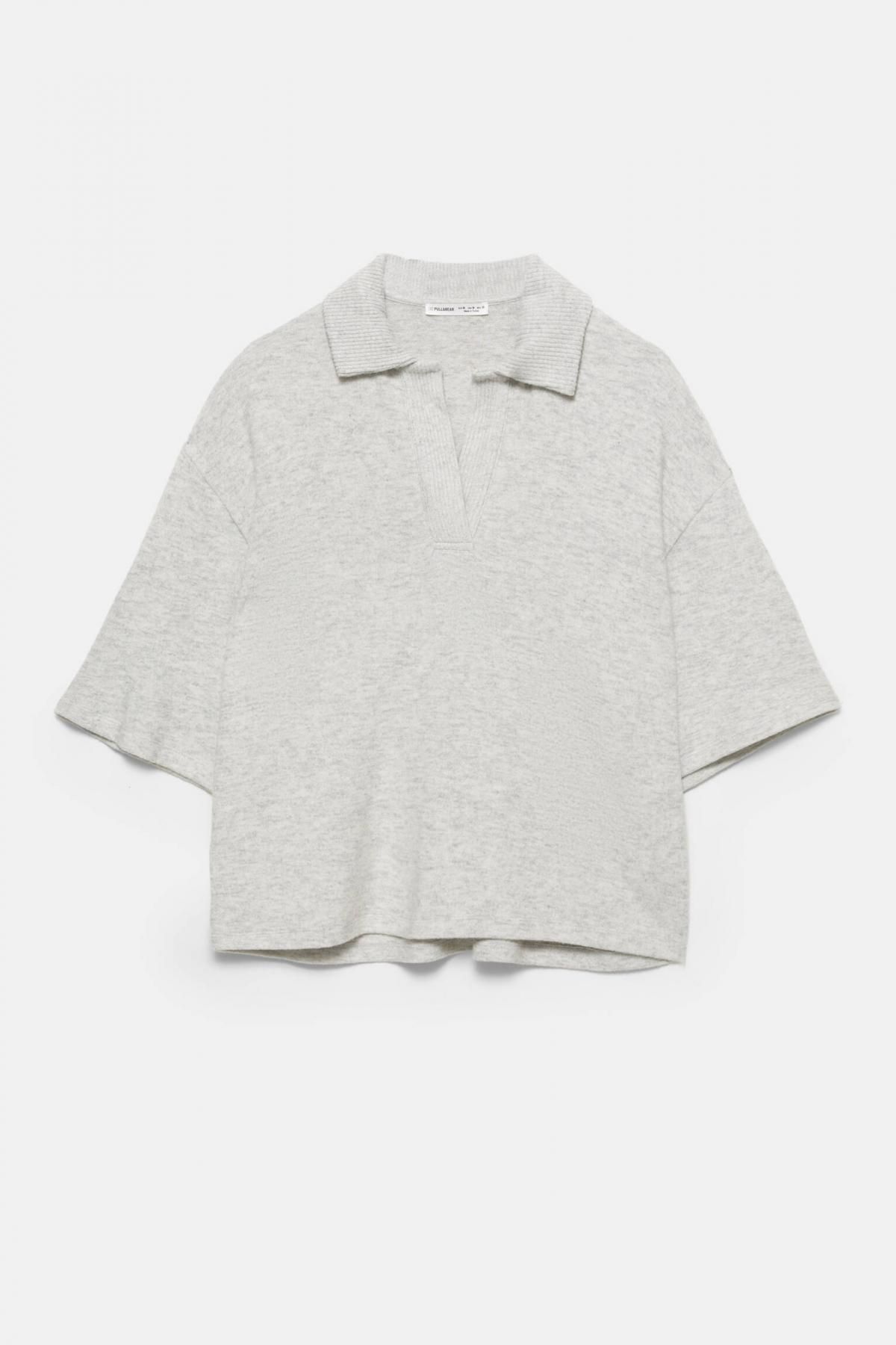 풀앤베어 그레이 오버사이즈 소프트 반팔 폴로 셔츠 7153/326 GREY - 상품 이미지