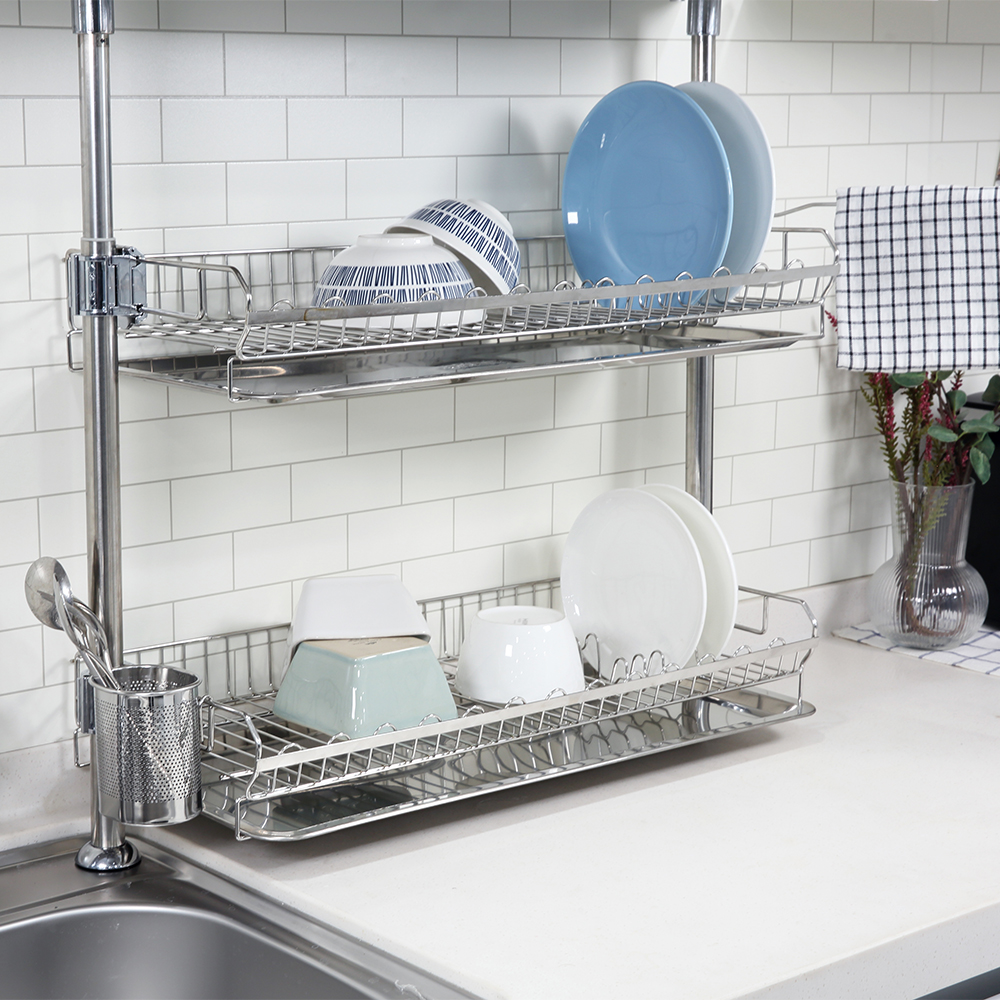 아이넥스 시그너스 스텐304 기둥식 2단 무타공 식기건조대(SE600A)