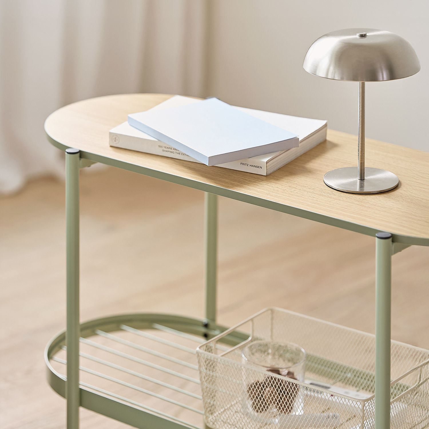 코벤트 타원형 화분 철제 선반 정리대 플랜트 800x340x570, 2단, 그린 - 상세 이미지 4