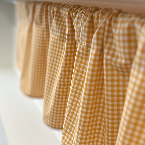 폼폼 주방 창문 바란스 주방창 커튼 체크 무늬 2color