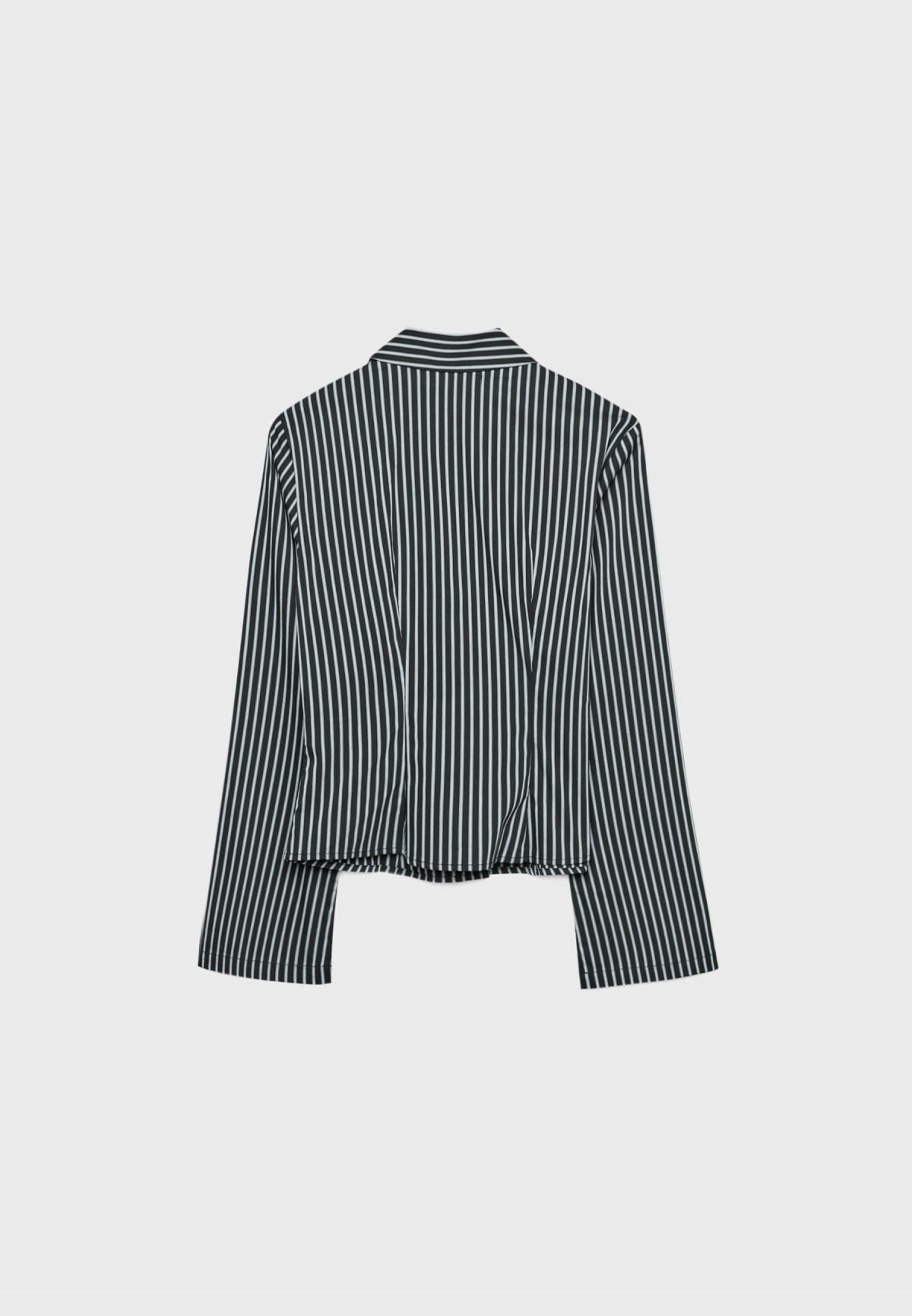 스트라디바리우스 스트라이프 베이직 테크니컬 슬림핏 셔츠 7128/250 GREY DENIM WASH - 상세 이미지 3