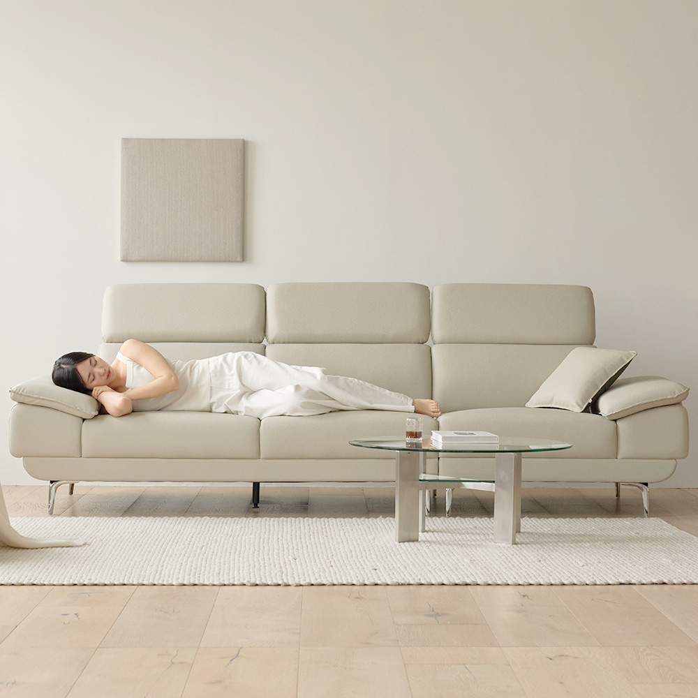 (N포인트) 타이탄 카페 라운지 신소재 가죽 소파 스툴미포함, 라이트베이지, 4인용