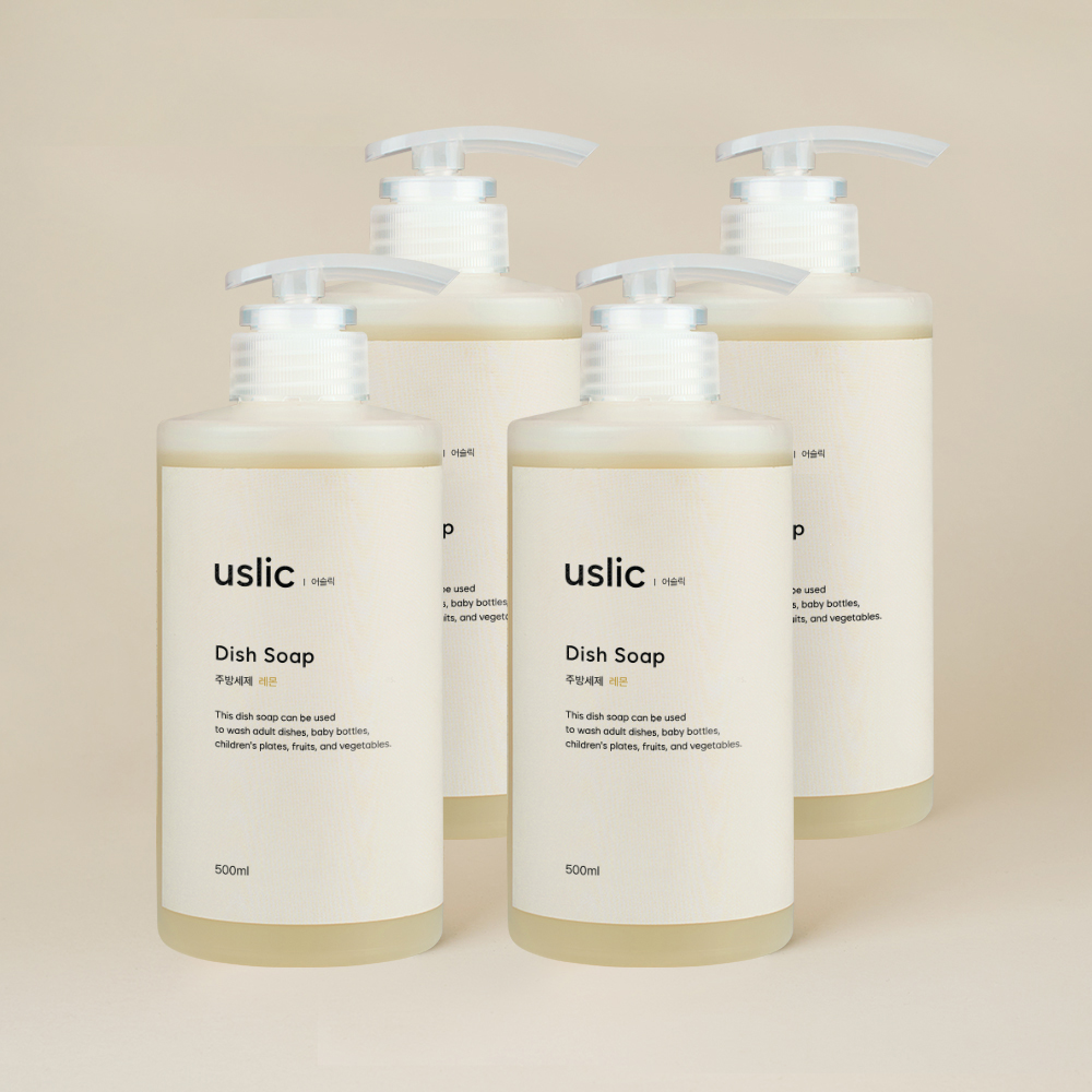 어슬릭 주방세제 레몬향 자연유래 과일세정제 풍성한거품 기름때제거 500ml, 4개 - 상품 이미지