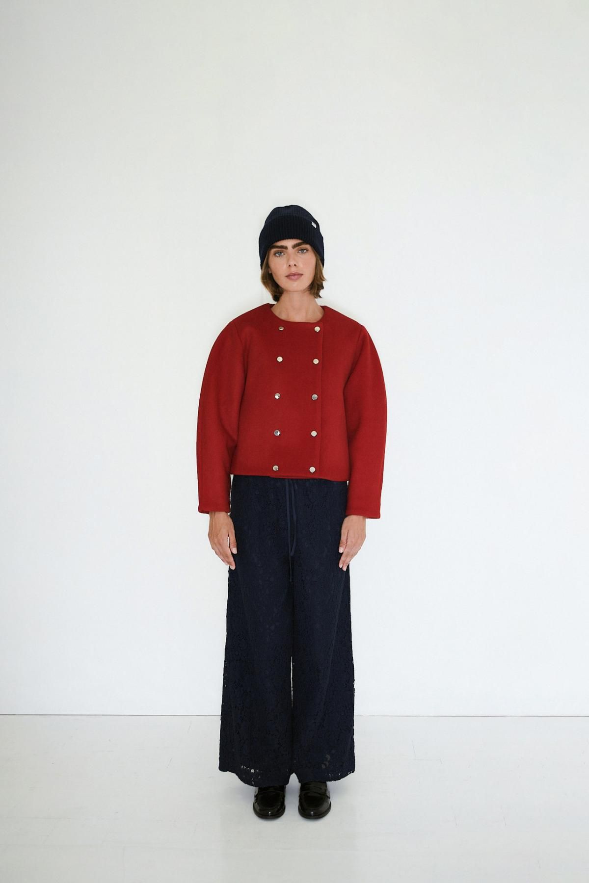 타이니코튼 더블버튼 레드 울 테크니컬 재킷 AW25-795S47 ONE COLOR - 상세 이미지 3