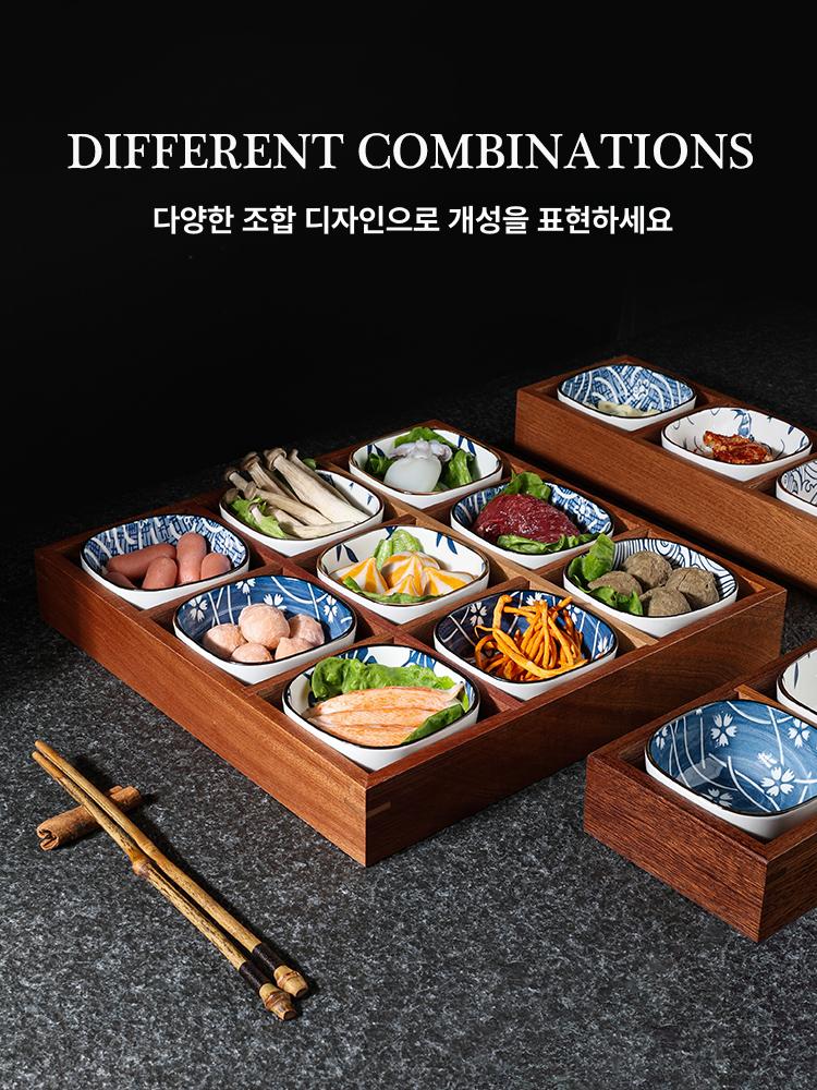 반찬접시 쟁반 프라카그릇 업소용 나눔접시 그릇 일식 블루앤화이트 접시 낙엽 3개 - 상세 이미지 4