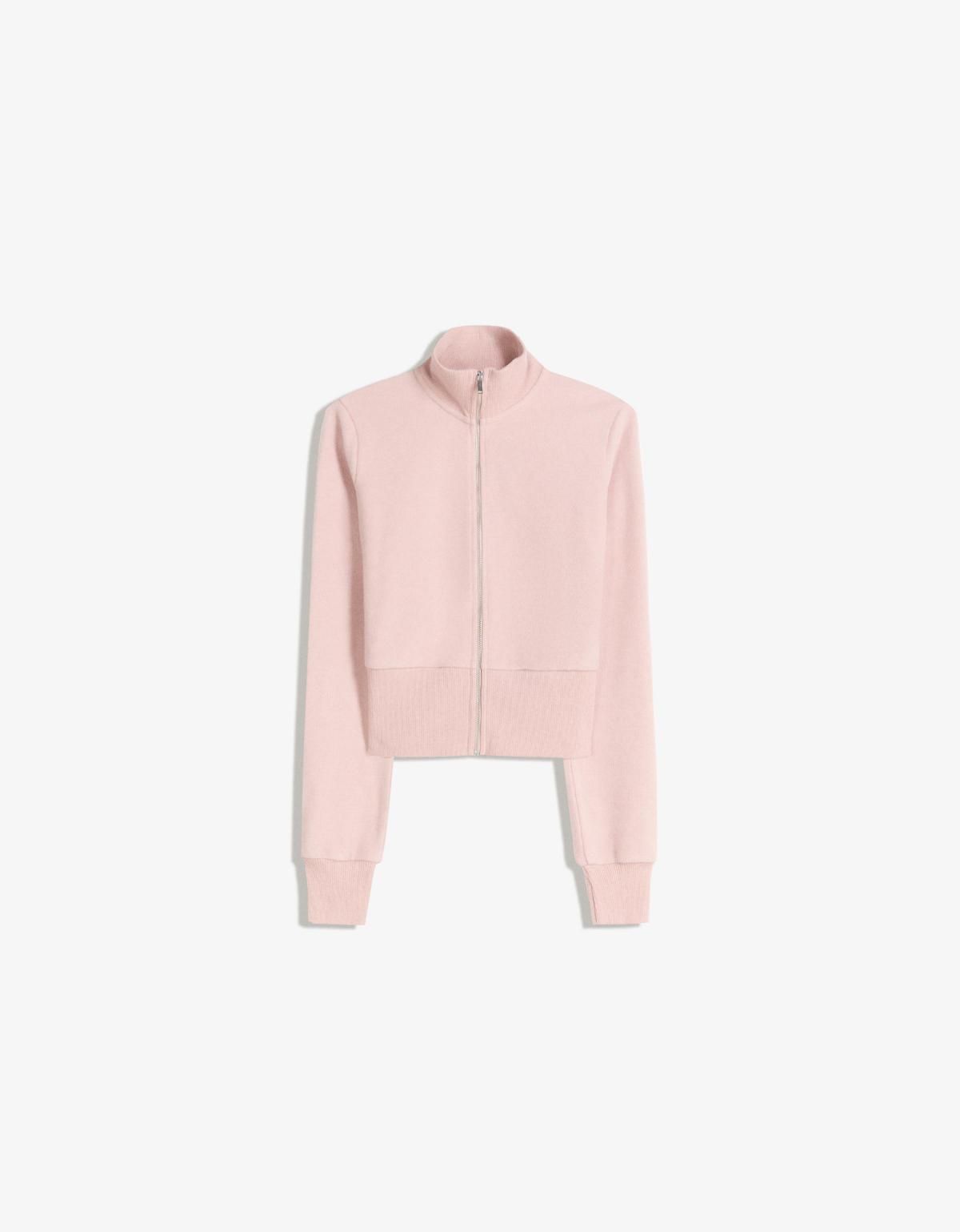 버쉬카 페일핑크 크롭 집업 스웨트셔츠 7006/360 PINK - 상품 이미지