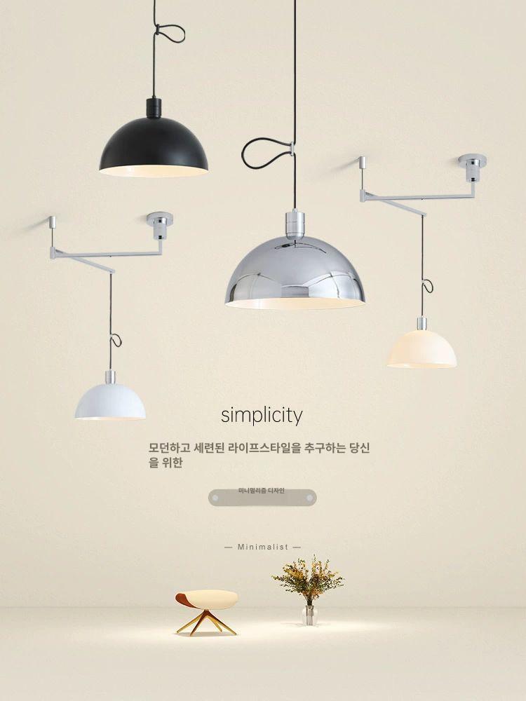 관절조명 펜던트 거실등 카페조명 크롬 식탁등 블랙+크롬 웜라이트 - 상세 이미지 2