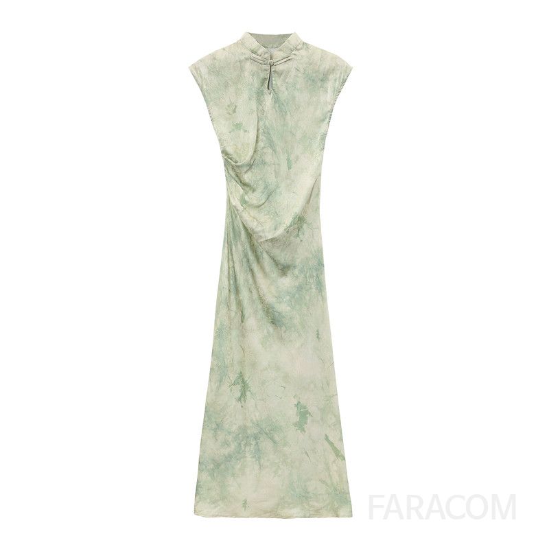 여성 여름 중국식 치파오 스타일 드레스 셀프웨딩 신부 들러리용 롱 원피스 얇고 시원한 착용감 전통의상 느낌의 럭셔리한 연말 이브닝 공연 의상 - 상세 이미지 5