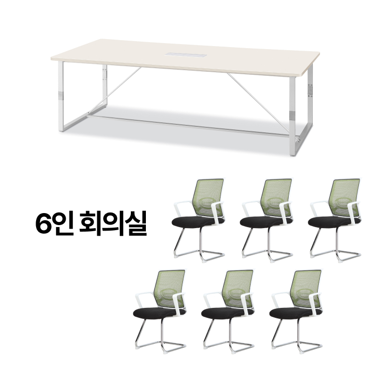 [회의실세트]   회의용 베이직 T-디셀 테이블 1800  회의용 의자 6개 SET (VAT포함) - 상세 이미지 2