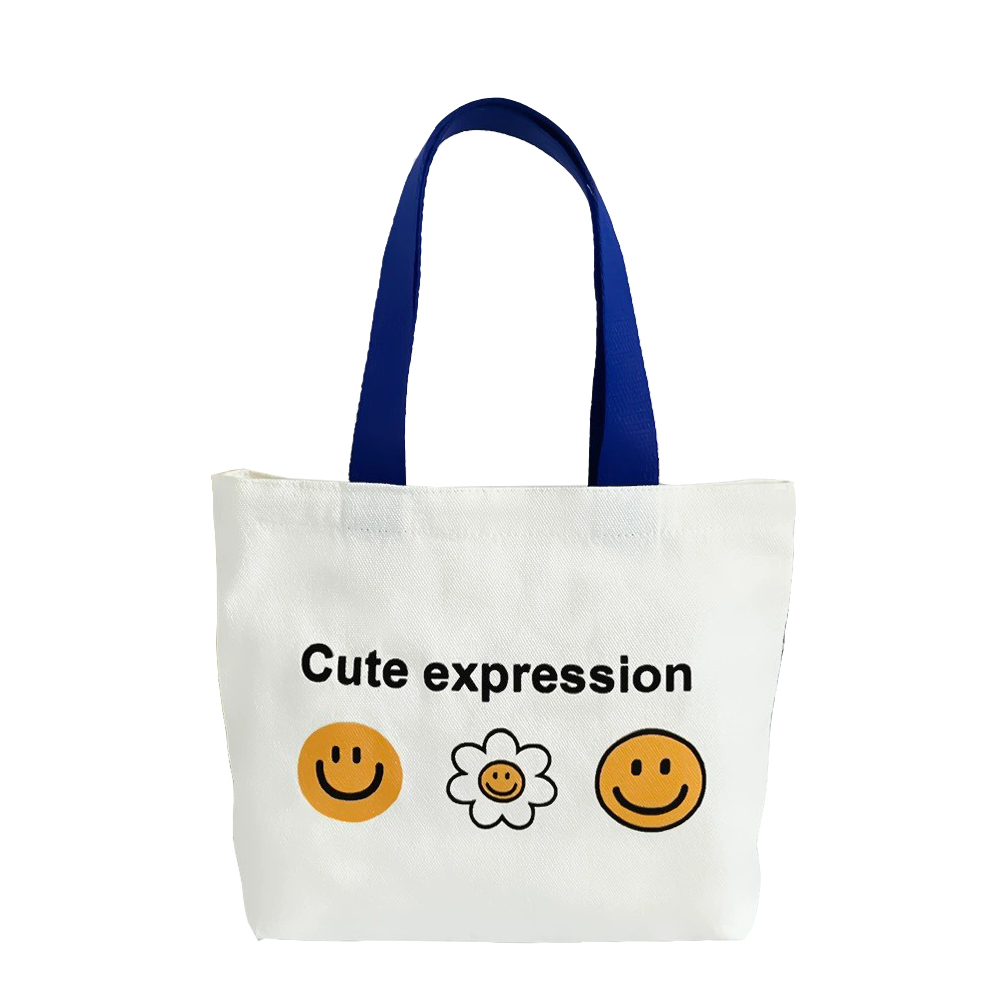 뷰레이터닷컴 스마일플라워 캔버스 미니 에코백 면가방 인쇄가능