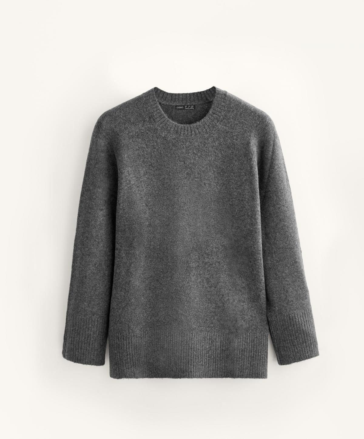 오이쇼 소프트 니트 롱슬리브 라운드넥 스웨터 3652/885 ASPHALTGREY - 상품 이미지