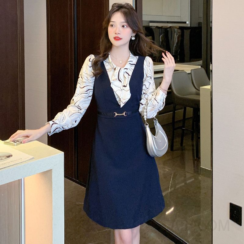 봄하객룩 플레어 여성봄원피스 우아한 스타일 슬림핏 쉬폰 소재 고급스러운 드레스 나들이 하객 패션 - 상세 이미지 2