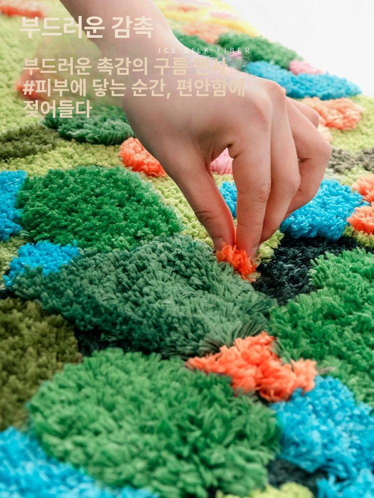 이끼러그 꽃밭 침실 플라워 원룸 북유럽 발매트 자수 잔디러그 안방 인테리어 잔디밭 06 80x180cm 사이즈 참고 - 상세 이미지 4