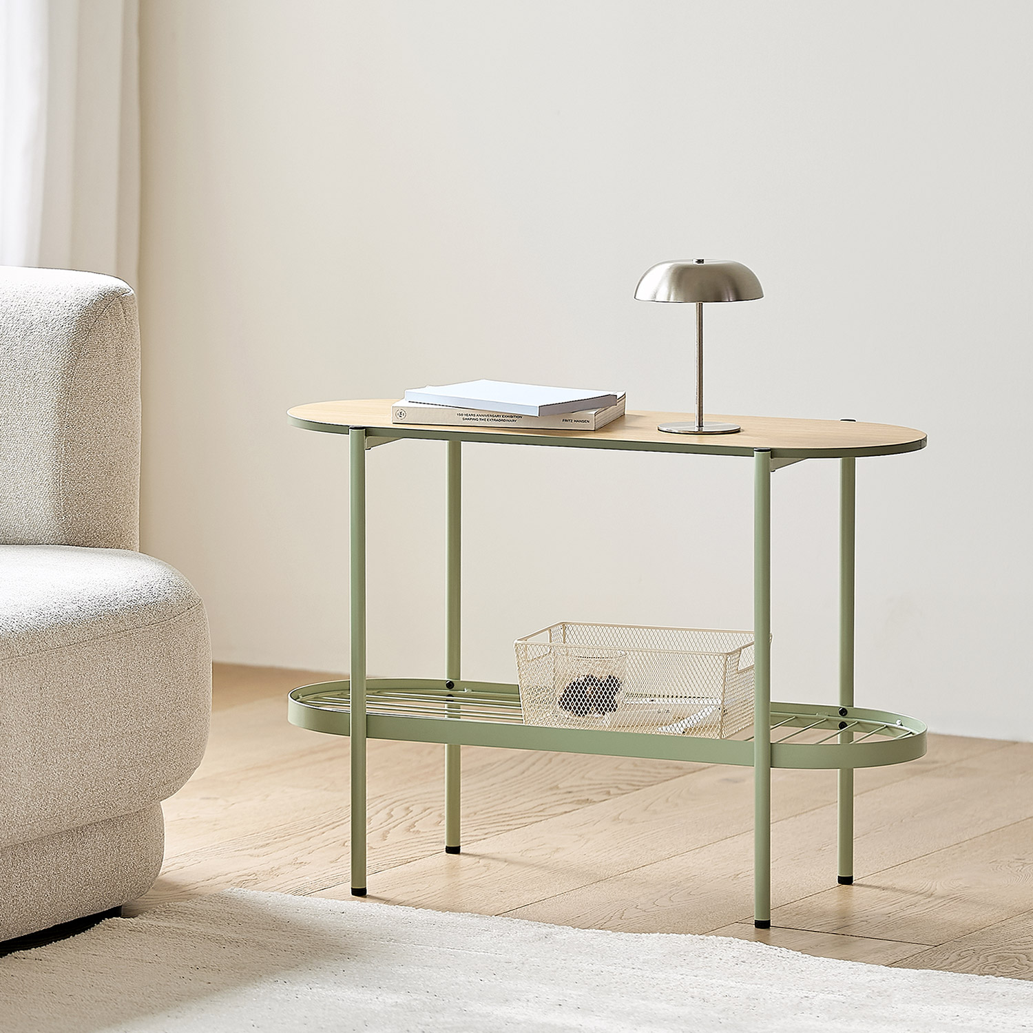 코벤트 타원형 화분 철제 선반 정리대 플랜트 800x340x570, 2단, 그린 - 상세 이미지 2