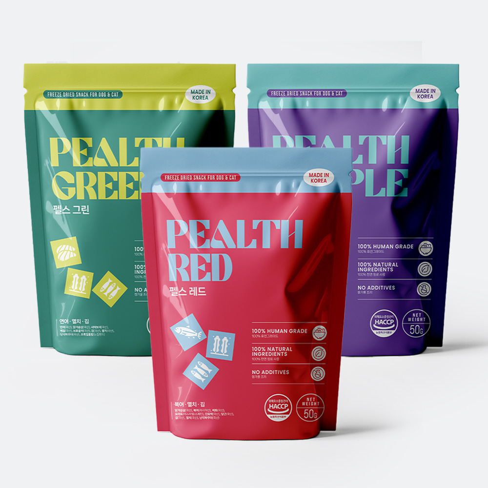 PEALTH 강아지&고양이 동결건조 영양트릿 3종 세트(펠스레드+펠스그린+펠스퍼플) - 상품 이미지