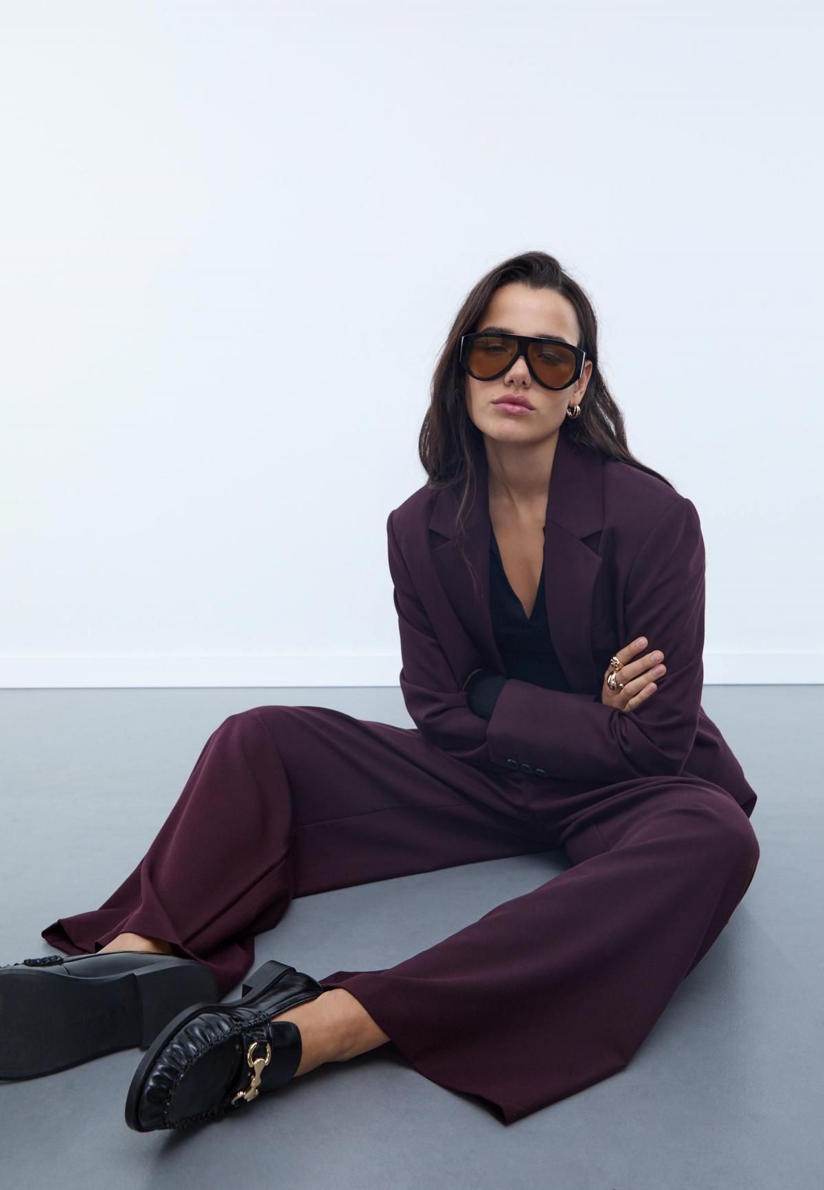 스트라디바리우스 버건디 슈퍼 와이드핏 테크니컬 슬랙스 팬츠 4536/428 BURGUNDY - 상세 이미지 2