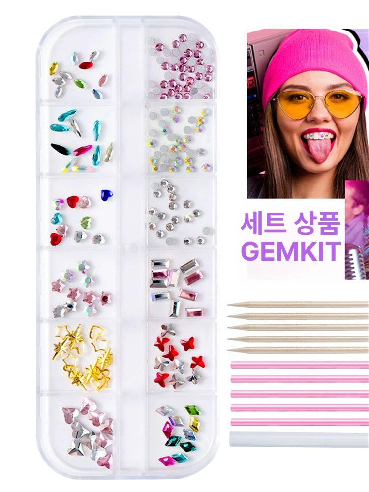 이빨피어싱 셀프 치아 세트 피어싱 투스젬 이빨 로고 화이트 6칸 세트 A - 상세 이미지 4