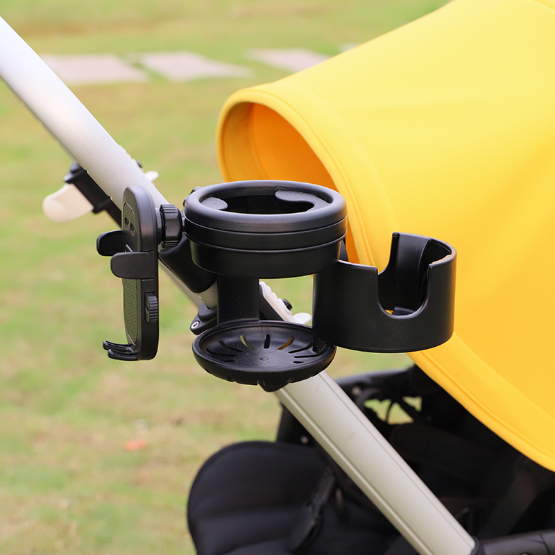 핑구어팩토리 유모차 컵홀더 확장 2구, 블랙 (휴대폰 거치형)