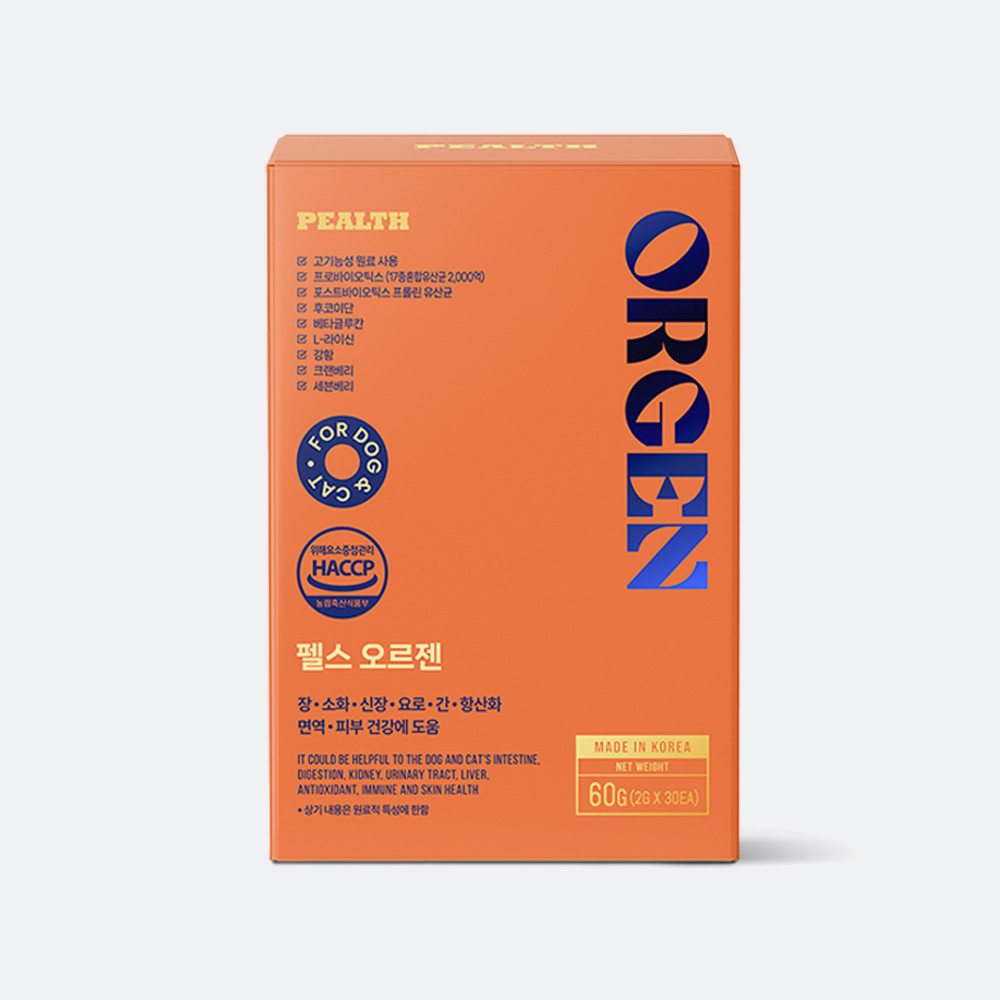 펠스 오르젠 강아지 고양이 유산균 심장 신장 요로 항산화 면역 영양제 30포, 2개 - 상세 이미지 3