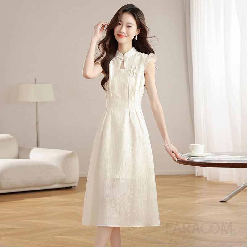 여름 트렌드 여성 여름흰색원피스 시원한 민소매 스타일 A라인 드레스 바캉스룩 편안한 착용감의 비치웨어로 완벽한 - 상세 이미지 4