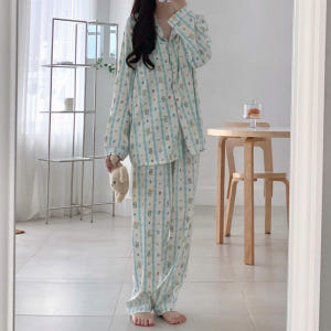 캡내장잠옷 수유잠옷 파자마파티 봄 가을 간절기 긴팔 귀여운 아니엘 블루베... 착용 후기 | 사이즈/핏 총정리 - 상품 이미지 3