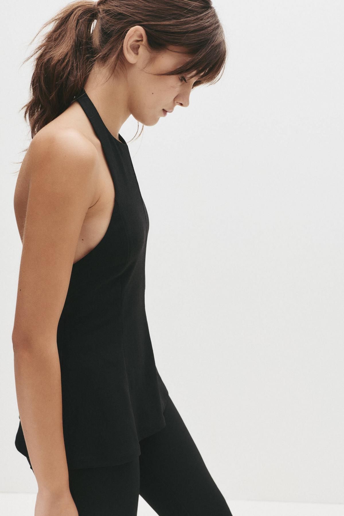 풀앤베어 페플럼 테크니컬 홀터넥 민소매 탑 7153/343 BLACK 이미지 7
