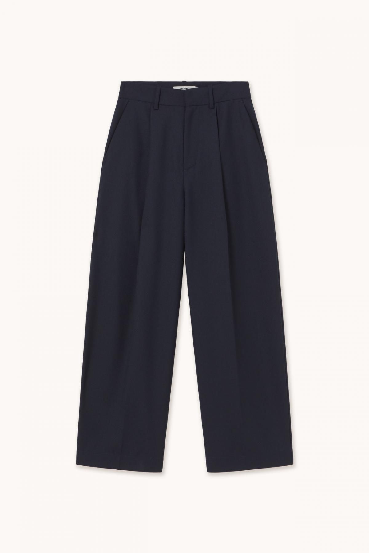타이니코튼 프리미엄 울 테크니컬 핀턱 네이비 와이드 팬츠 AW25-742107 ONE COLOR - 상품 이미지