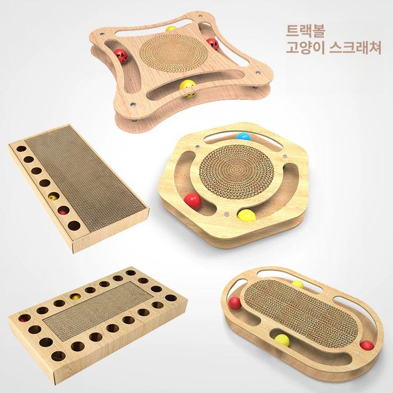 유리에 붙이는 고양이장난감 공 트랙볼 셀프 부착가능 4단 고양이 회전판 핑크 - 상세 이미지 3