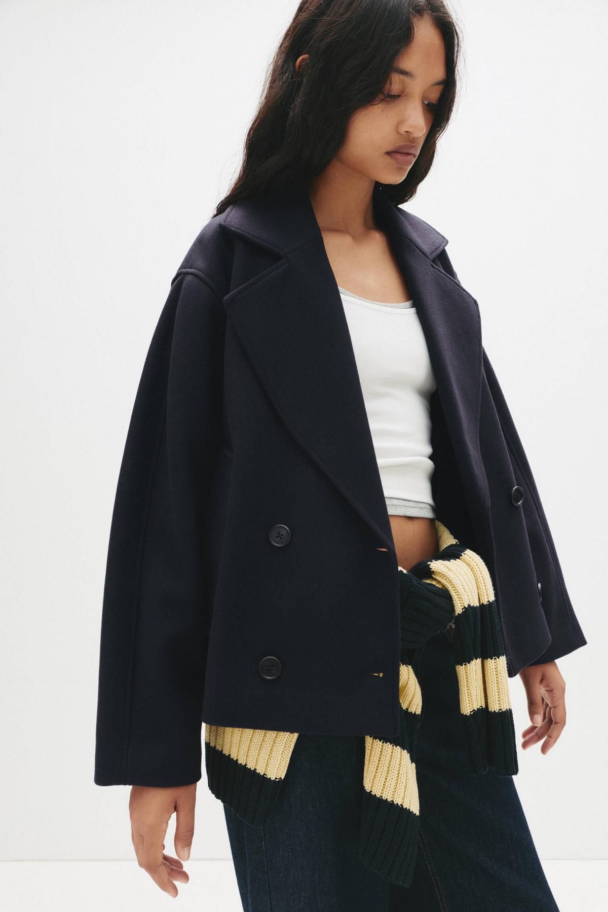 풀앤베어 모던 더블버튼 숏 코트 7800/311 NAVY - 상세 이미지 5