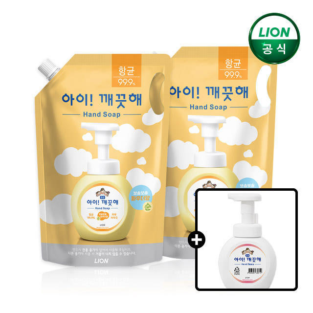 아이깨끗해 대용량 핸드워시 1.8L 리필x2개+250ml 공용기 가격 비교 라이온코리아 브랜드스토어 아이깨끗해 대용량 핸드워시 1.8L 리필x2개+250ml 공용기