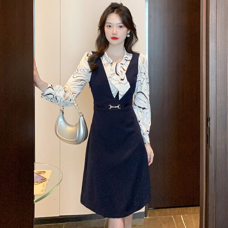 봄하객룩 플레어 여성봄원피스 우아한 스타일 슬림핏 쉬폰 소재 고급스러운 드레스 나들이 하객 패션 - 상세 이미지 4