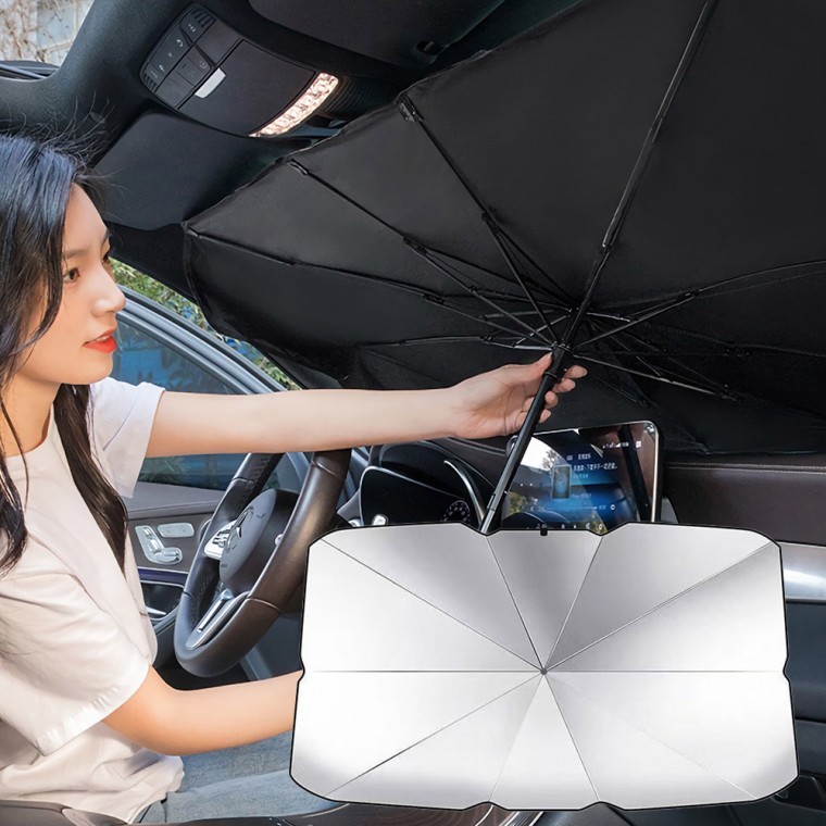 재고땡처리 티타늄 차량용 햇빛가리개 햇빛차단 우산형 햇빛가림막 유리창열차단 주차 필수품