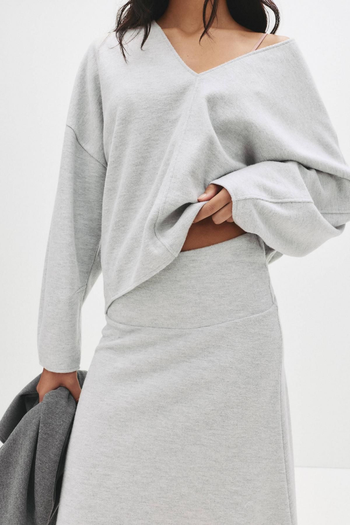 풀앤베어 소프트터치 프릴 와이드밴딩 미디 스커트 7400/341 GREY MARL - 상세 이미지 5