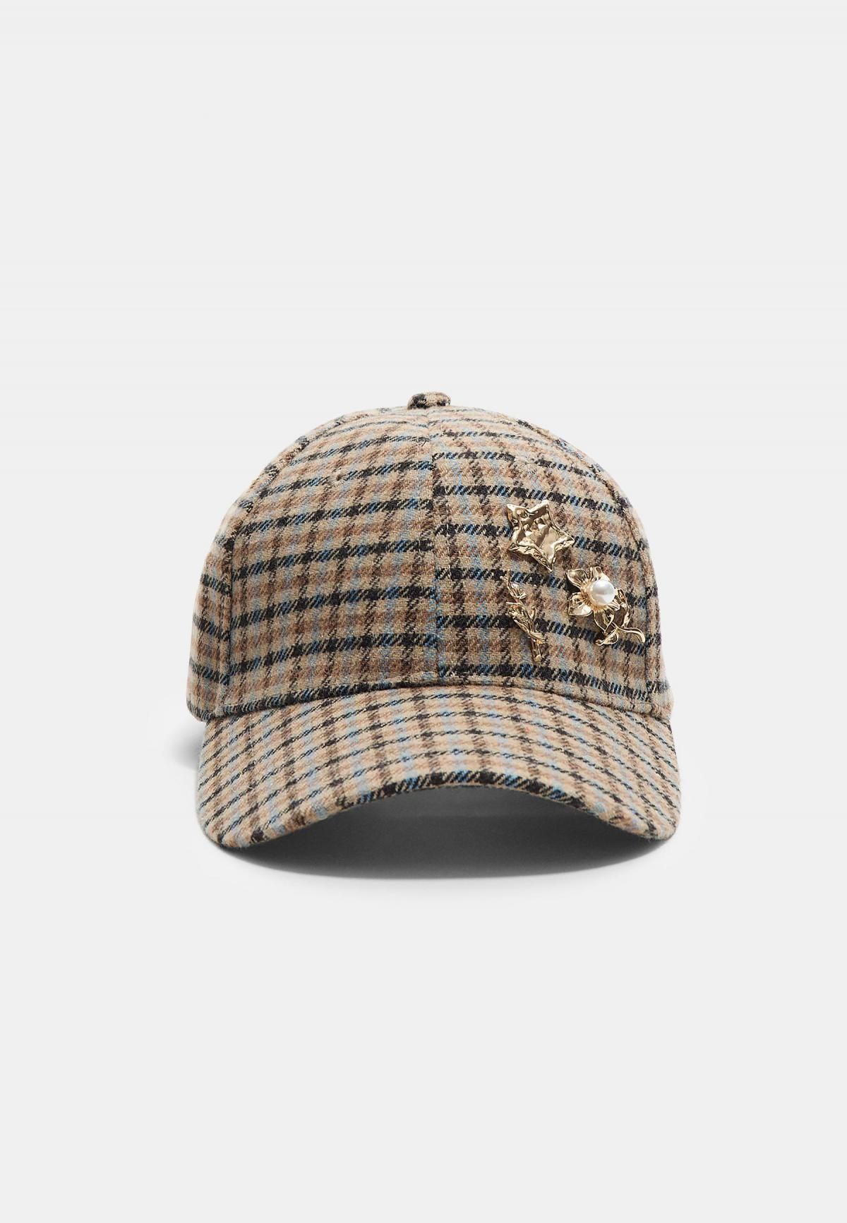 스트라디바리우스 클래식 체크 브로치 디테일 캡모자 3847/903 BROWN - 상품 이미지