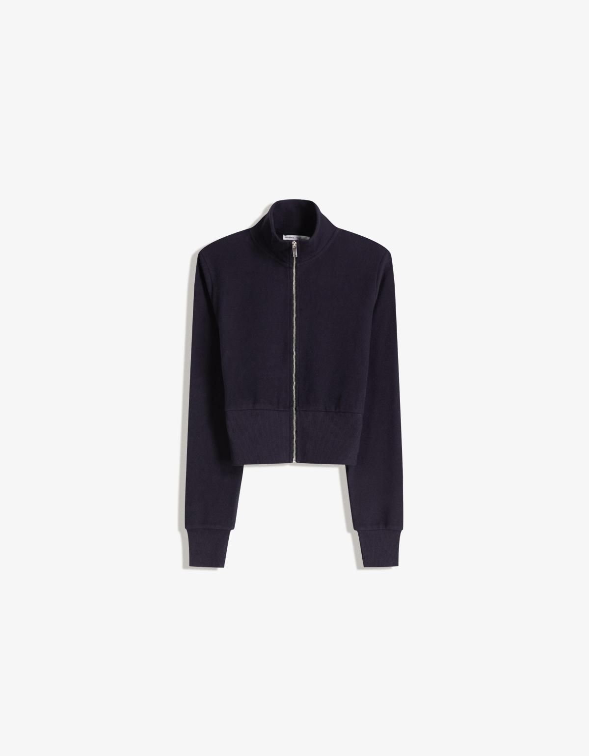 버쉬카 베이직 크롭 집업 스웨트셔츠 7006/360 NAVY - 상품 이미지