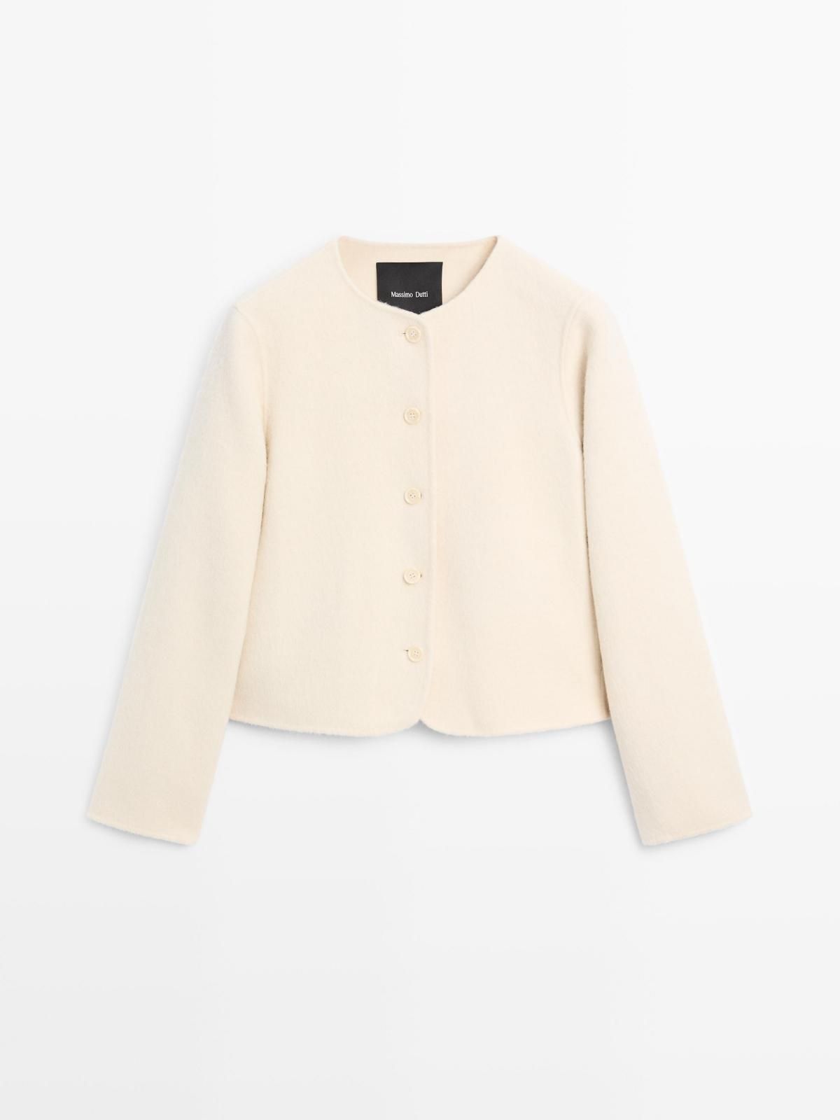 마시모두띠 미니멀 울블렌드 라운드넥 아이보리 크롭 재킷 6407/958 CREAM - 상품 이미지