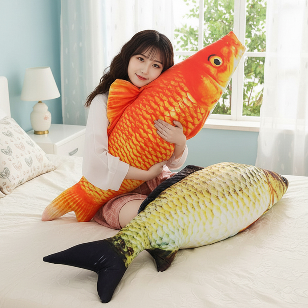 80cm 초대형 진짜 같은 생선 인형 물고기 쿠션 베개 금붕어 잉어 고등어 - 상품 이미지