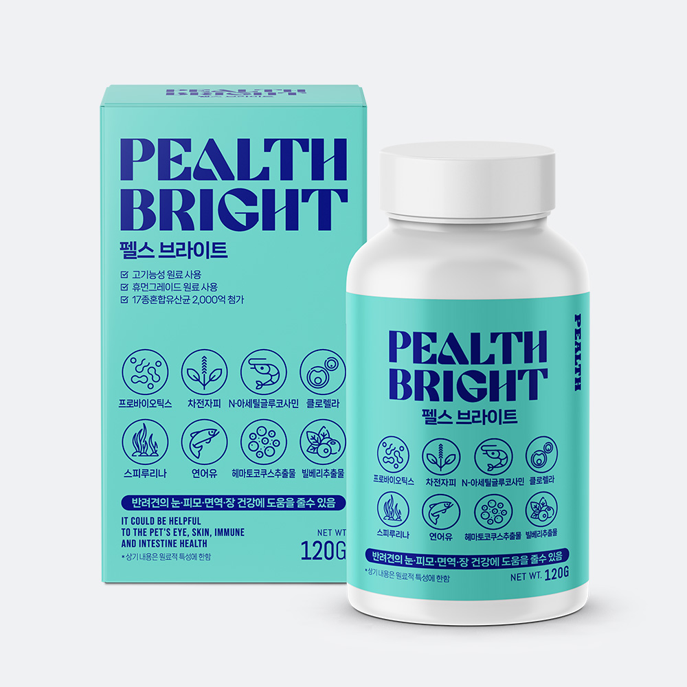 PEALTH BRIGHT 펠스브라이트 강아지 눈영양제 루테인 눈물 백내장 피부 면역 장 유산균 노령견 종합영양제 - 상품 이미지